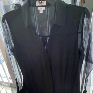 Express mesh portofino button down blouse